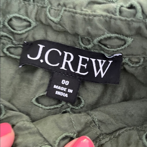 J. Crew Olive Eyelet Spring Garden Top Button Down Shirt - Picture 4 of 9